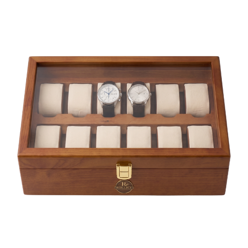 Wooden Watch Storage Box with Glass Lid - Image 2