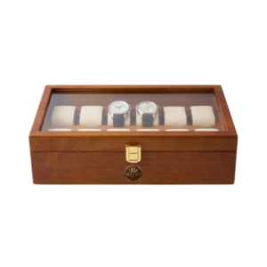Wooden Watch Storage Box with Glass Lid
