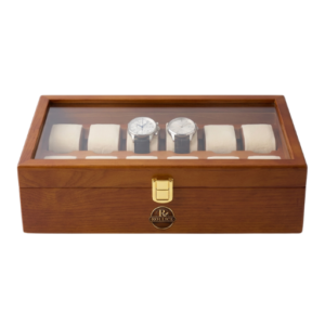 Wooden Watch Storage Box with Glass Lid